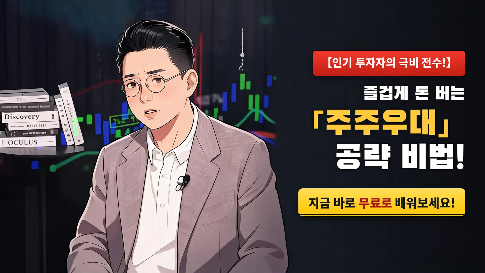 시니어 주식 전략가의 TV 생방송 해설 화면
